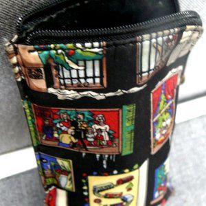 Vtg Nicole Miller Eye Glass Case Christmas Theme